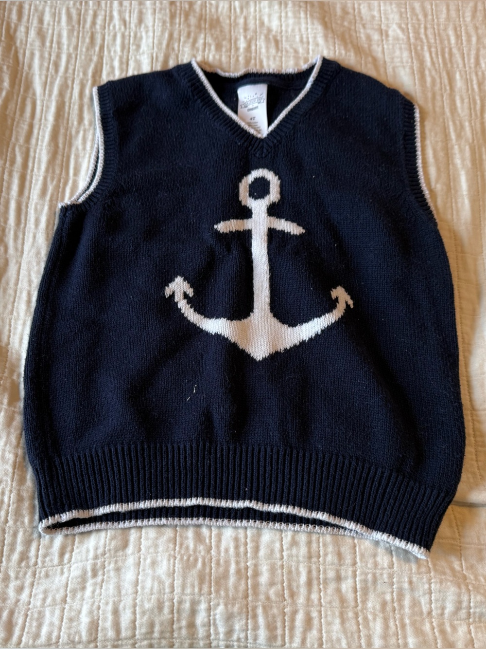 Gymboree Navy and White Anchor Knit Vest size 4t